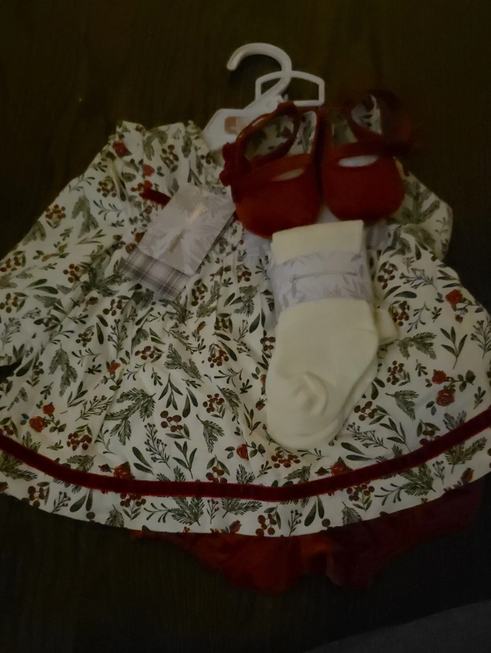Tommy Bahama Girls Floral Dress Set with Red Shoes